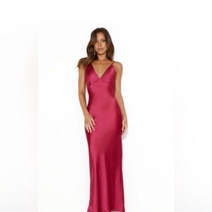 Satin Maxi Dress - Berry